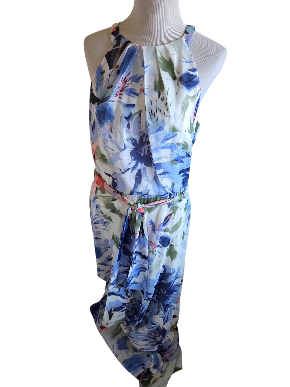 Blue Floral Halter Maxi Dress